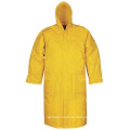 100% Polyester Gelb Farbe Einteiliger langer Regenmantel für Erwachsene